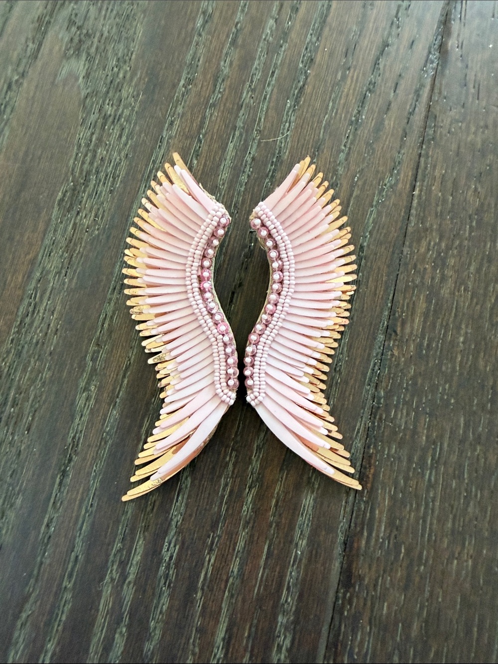 Mignonne Gavigan Pink and Gold Wing Beaded Earrings